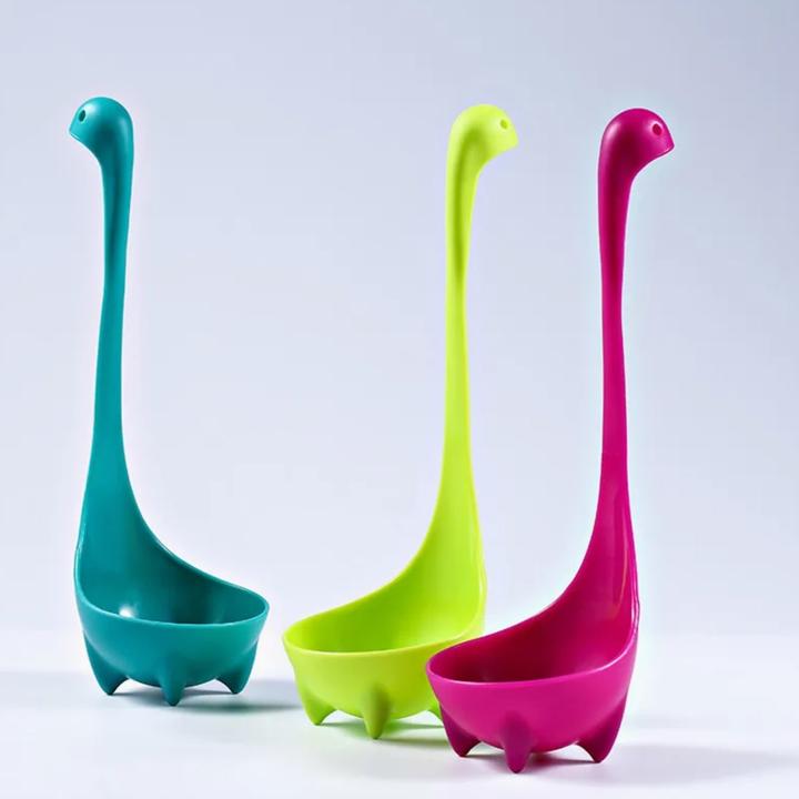 Actual product image Ototo Nessie soup spoon dinosaur shape green