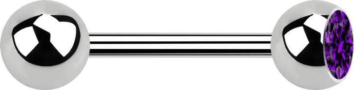 Image du produit Star Piercing Barbell argent avec boule et boule de cristal violet (sans laiton, Acier chirurgical 316L)