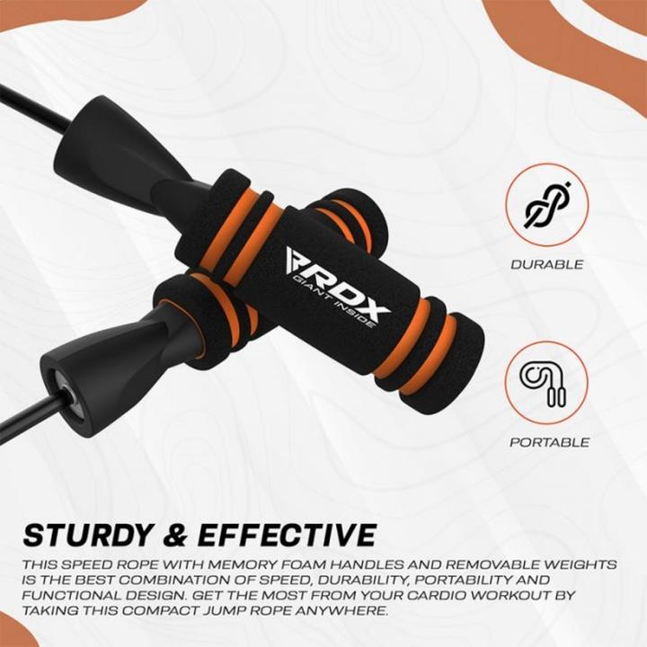 Actual product image Rdx Skipping Rope With Weight X2 Orange-10.3Ft (15756) (304 cm)