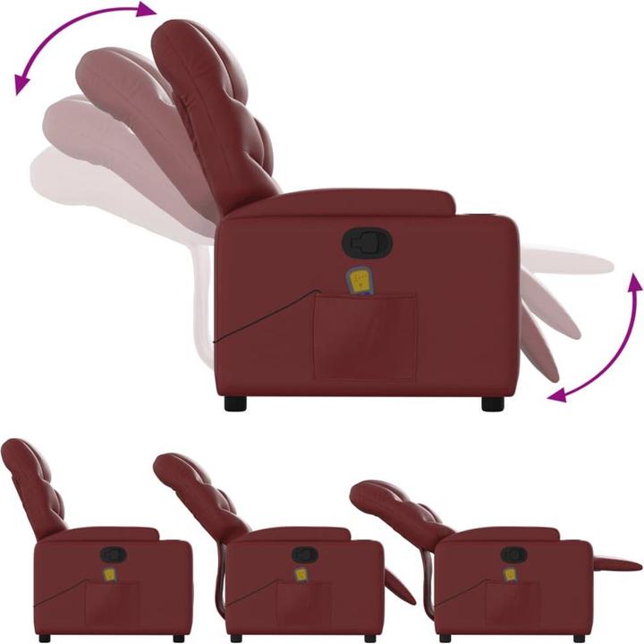 Produktbild VidaXL Massagesessel Weinrot Kunstleder,Farbe: Weinrot,Material