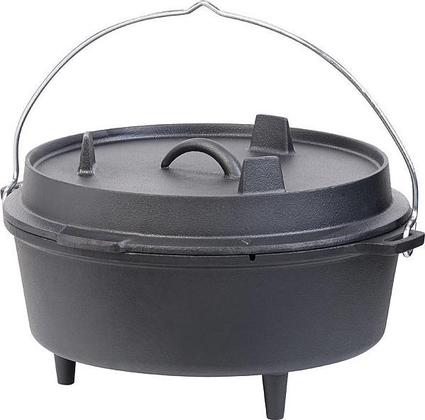 Produktbild Rosenstein & Söhne Dutch Oven aus Gusseisen mit Standfüssen, 2in1-Deckel & -Pfanne, 6 l