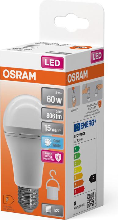 Image du produit Osram AMPOULES À LED RECHARGEABLES 8W 840 E27 (E27, 8 W, 806 lm, 6 x, F)