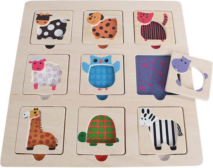 Actual product image Wooden inlay puzzle "Find the animal by colour", 9 pieces