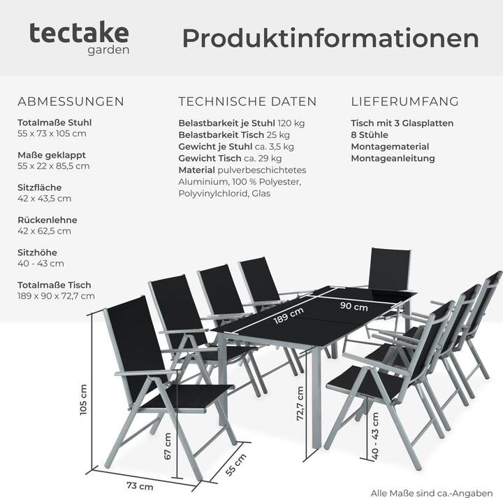 Produktbild tectake Sitzgruppe (189 cm)
