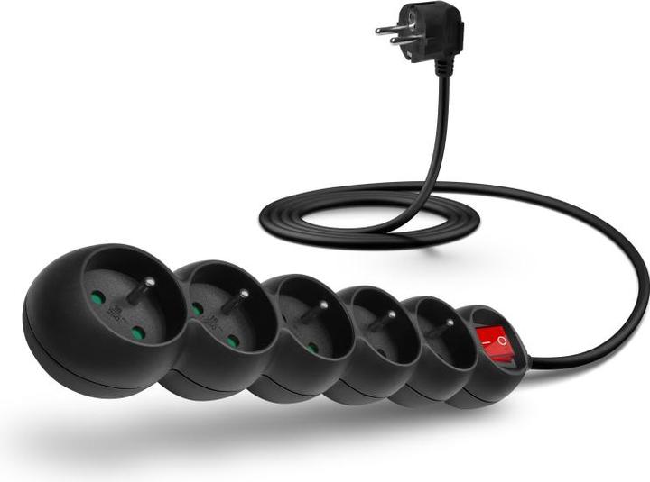 Produktbild Connectit CONNECT IT Verlängerungskabel 230 V, 5 Steckdosen, 2 m, mit Schalter (schwarz) (2 m)