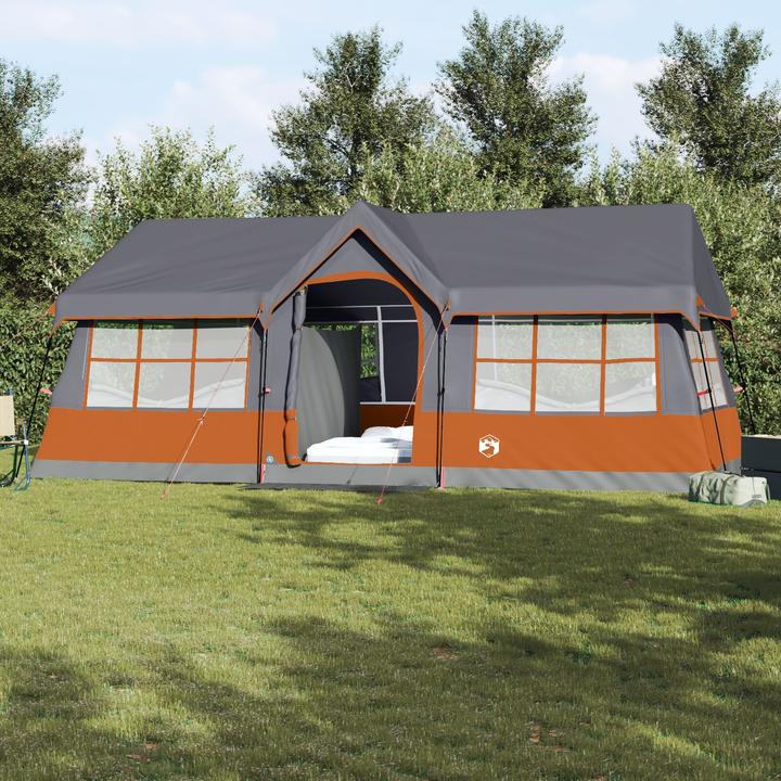Image du produit VidaXL Tente de camping avec fenêtres Gris et orange 12 personnes étanche à l'eau (Tente igloo)