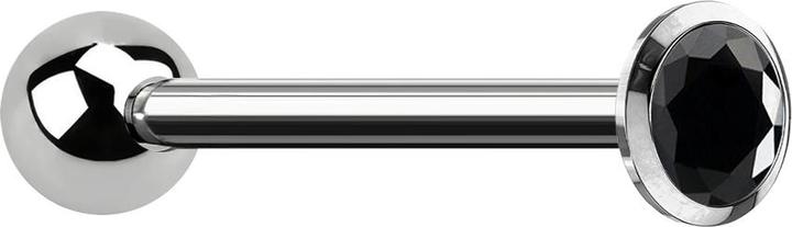 Produktbild Star Piercing Barbell Innengewinde silber mit Kugel und Kristall schwarz (ohne Messing, Titan G23)