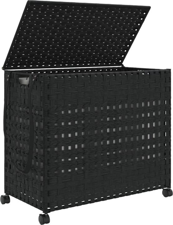 Immagine prodotto VidaXL Cesto portabiancheria con rotelle Nero 66x35x60 cm Rattan, colore