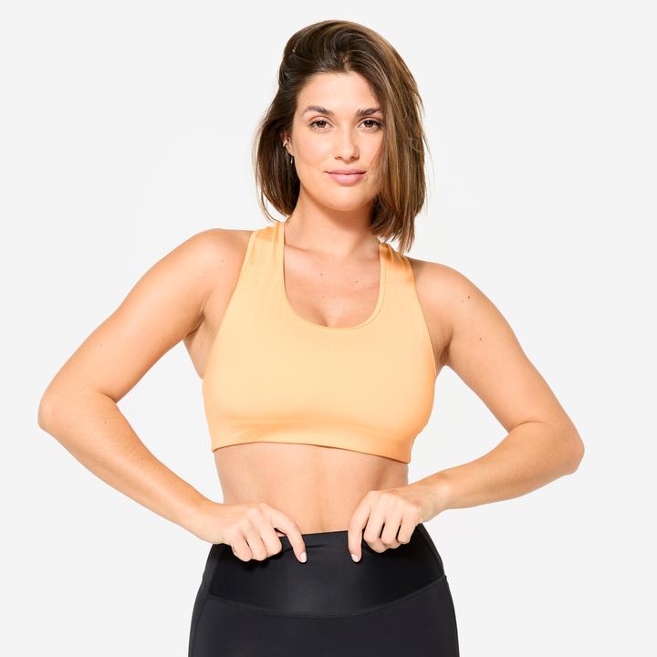 Decathlon Sport-Bustier Damen Schwimmerrücken mittlerer Halt - orange (XL)
