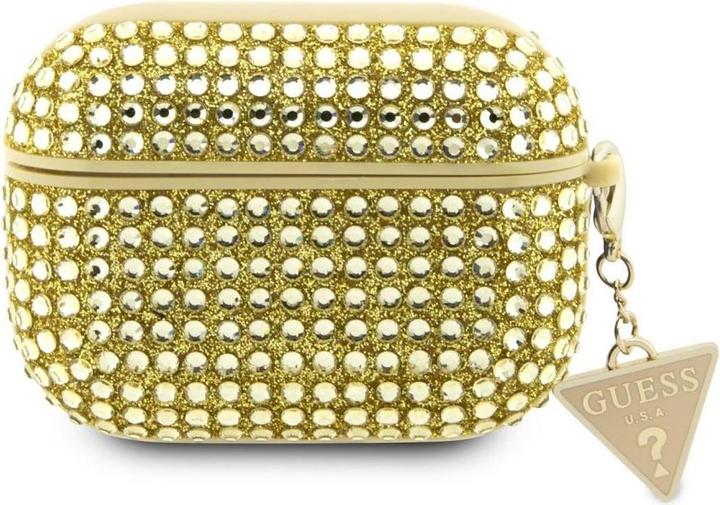 Actual product image Guess GUAP2HDGTPD AirPods Pro 2 cover złoty/gold Rhinestone Triangle Charm (Headphone sleeve)