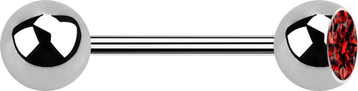 Image du produit Star Piercing Micro Barbell argent avec boule et boule de cristal rouge (sans laiton, Titane G23)