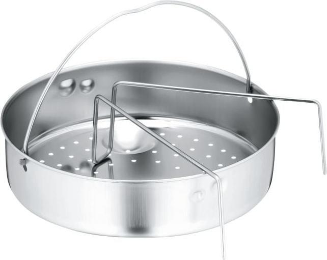 Produktbild WMF Schnellkochtopf 6,5l inkl. Einsatz grosses Kochsignal Perfect Induktion Edelstahl (22 cm, Dampfkochtopf, Edelstahl)