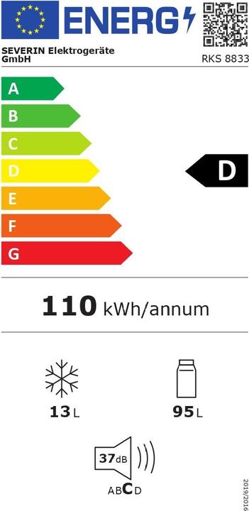 Energy Label Severin RKS 8833 (108 l)