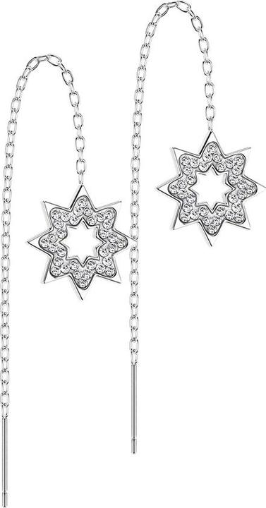 Immagine prodotto Star Piercing Orecchini a perno in argento con catena a caduta libera e fiocco di neve con cristalli (senza ottone, Acciaio chirurgico 316L)
