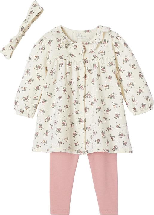 Image du produit Vertbaudet Bio-Kollektion: Baby-Set aus Blumenkleid, Leggings & Haarband (62)