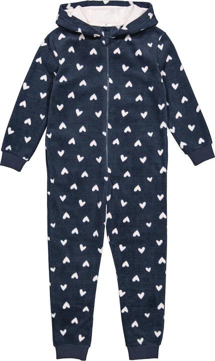 La Redoute Collections Fleece-Overall mit Herzmuster und Kapuze
