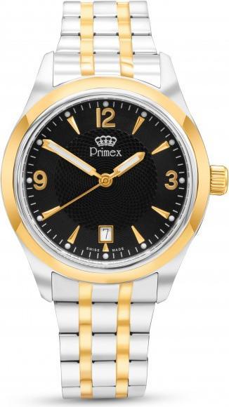 Produktbild Primex Montre Swiss Made - Bracelet Metal Bicolore - Cadran Blanc - Etanche 50 M (210 mm)