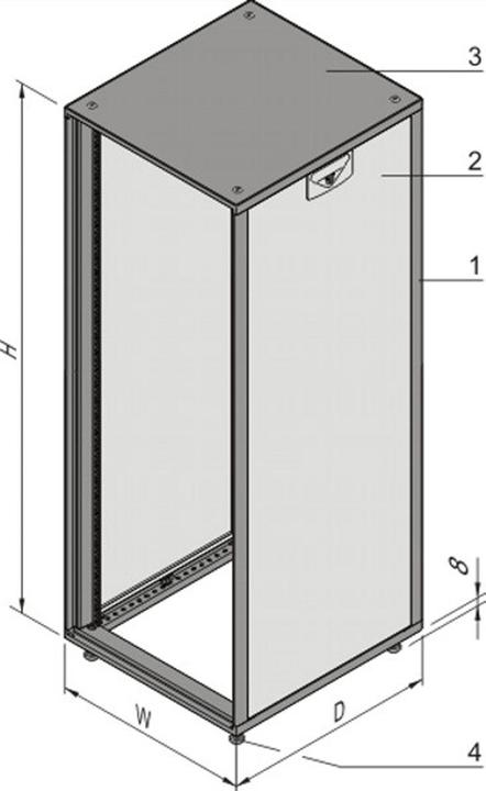 Produktbild Schroff 19"-Schrank, Tür- und Rückwandkombination frei wählbar - NOVASTAR 20HE553B500T 7021-35 (20 HE, 19 Zoll Rack)
