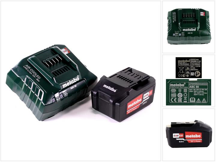 Metabo Kit de base 18V avec 1x bloc batterie Li-Power 4,0 Ah ( 625591000 ) + chargeur ASC 55 ( 627044000 ) (18 V)