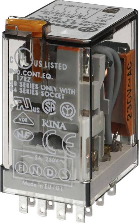 Actual product image Finder 55.34.8.110.0050 Plug-in relay 110 V/AC 7 A 4 changeover contacts 1 pc.