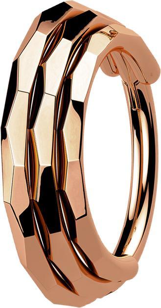 Star Piercing Micro Segmentring klappbar rosegold drei linien facettiert (ohne Messing, Titan G23)