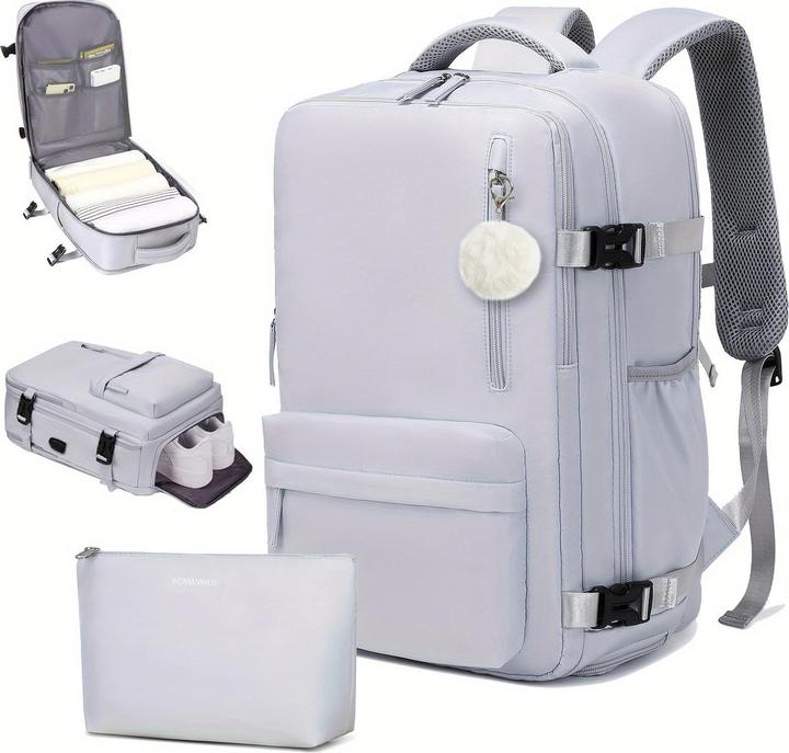 Immagine prodotto Only-Bags.Store Zaino da viaggio di grande capacità con scomparto per le scarpe, zaino impermeabile in Dacron per