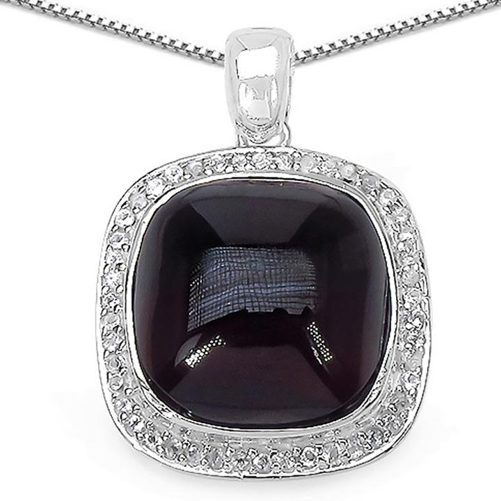 Produktbild Xen Anhänger mit Kette Granat Cushion-Cabochon 45 cm 925 Silber (925 Sterling Silber, 45 cm)