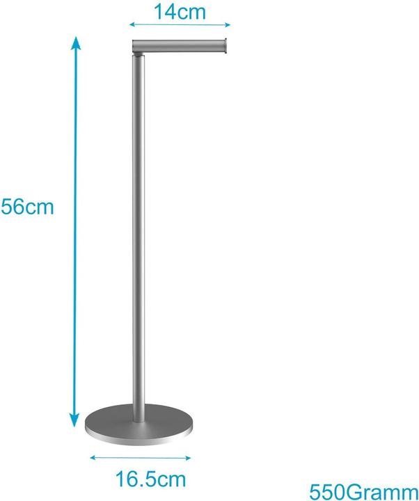Produktbild Intirilife freistehende Edelstahl Toilettenpapierhalterung Papierrollenständer in Silber - Höhe 55 cm