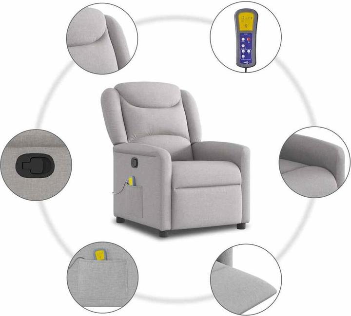 Actual product image VidaXL Massage armchair cloud grey fabric massage TV armchair