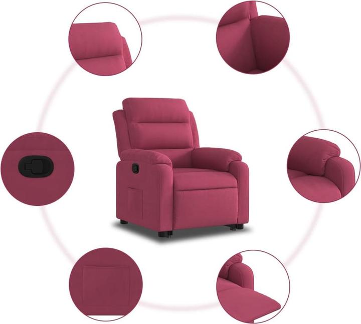 Produktbild VidaXL Relaxsessel Aufstehhilfe Sessel Fernsehsessel Liegesessel Weinrot Samt