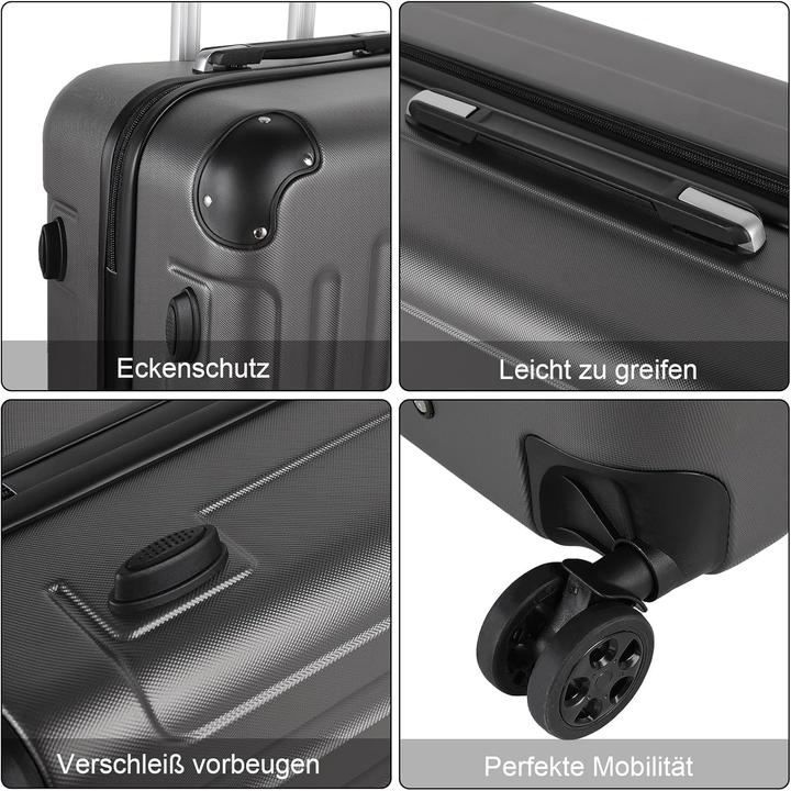Produktbild Tan.Tomi 3-teiliges Hartschalenkoffer-Set (95 l, Handgepäck (bis 50l), M (50 - 90l), L (90 - 115l))