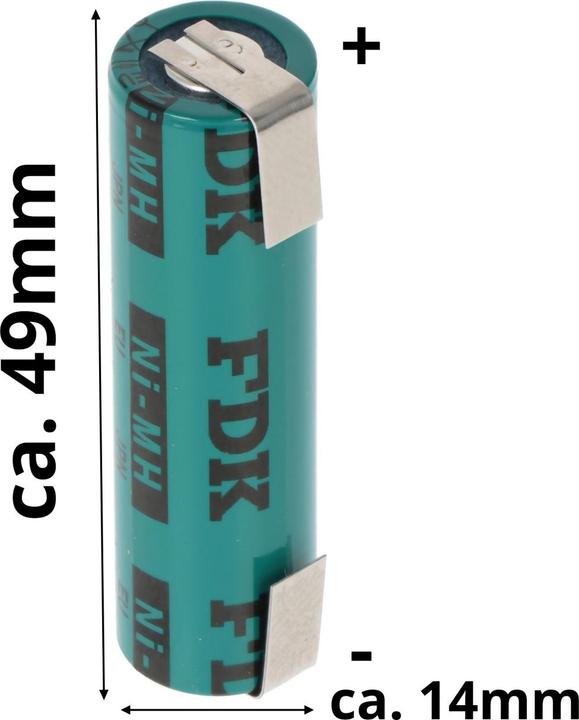 Immagine prodotto Sanyo Batteria Flat Top, etichetta a saldare U-SHAPE (1 pz., AA, 1650 mAh, Accumulatore di carica elettrica)