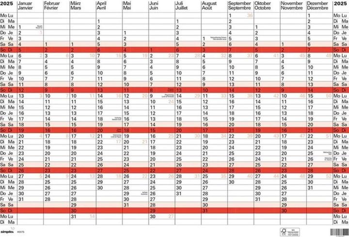 Simplex Planning annuel (A2, Non contraignant, Allemand, Français)