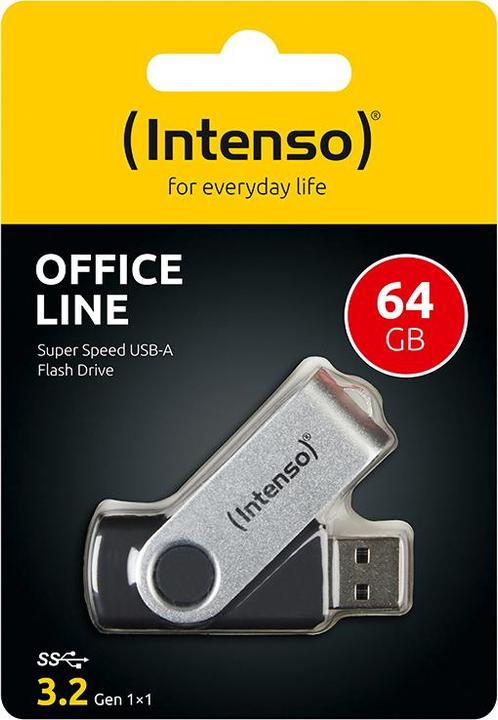 Actual product image Intenso USB 64GB OFFICE LINE 3.2 Gen1 Silver-Black (64 GB)