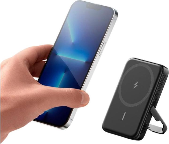 Image du produit Anker 322magGo banque d'alimentation magnétique sans fil 5000mAh 7,5W avec support noir (5000 mAh, 12 W, 18.50 Wh)
