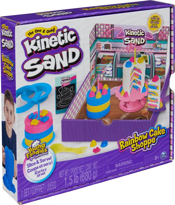Actual product image Spin Master Kinetic Sand, Rainbow Cake Shoppe, 680 g de sable jaune, rose, bleu et blanc parfumé à la vanille, 1