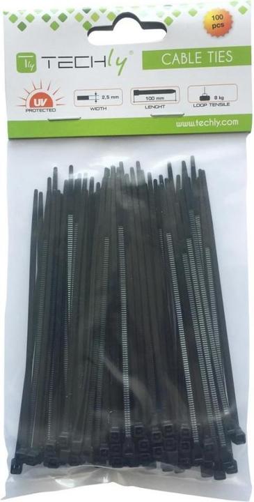 Techly 306370 Spannbänder 200 x 2,5 mm, 100 Stk. Schwarz (200 mm, 100 Stk.)