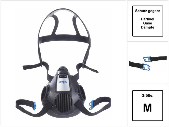 Image du produit Dräger X-plore 3500 M Demi-masque respiratoire pour filtre à baïonnette de taille M - sans Filtre (Pas de classe de protection officielle, 1 x)