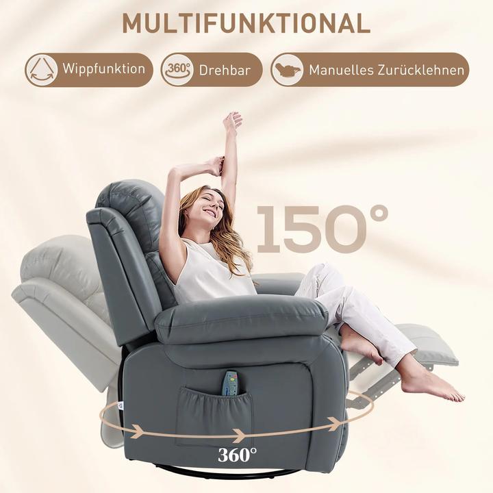 Immagine prodotto Swisshandel24 poltrona TV elettrica, con funzione massaggio, girevole a 360°, con 8 teste vibranti, funzione