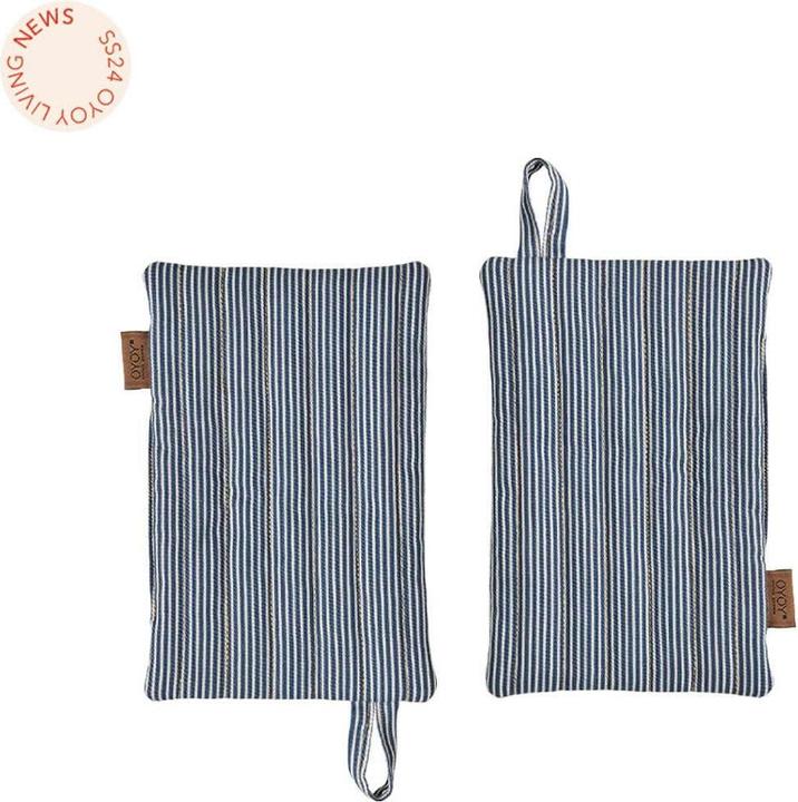 Produktbild Oyoy Topflappen Striped Denim 2 Stück, Blau/Weiss (Bio Baumwolle)
