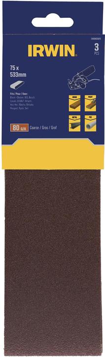 Produktbild Irwin endlose Gürtel für Elektrowerkzeuge 75 mm x 533 mm, P 80 /für Metall-, Holz-, Lack- und Kunsts (P80)