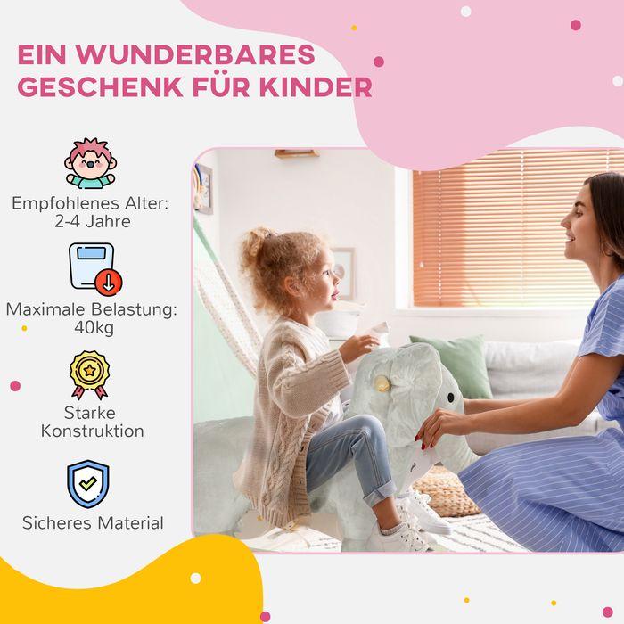 Actual product image Swisshandel24 Schaukeltier Schaukelelefant mit Soundfunktion und Griffen für 2-4 Jahre Kinder