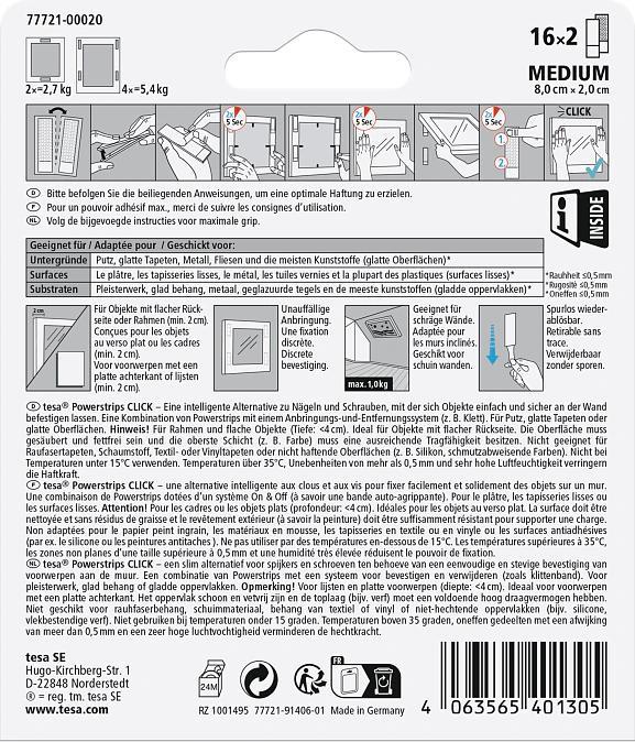 Valori nutrizionali e ingredienti tesa Tappetini adesivi in velcro Powerstrips (5.40 kg)