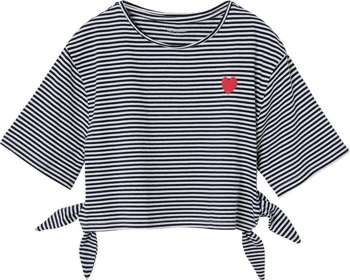 Vertbaudet Gestreiftes Mädchen Cropped-T-Shirt mit Zierschleifen