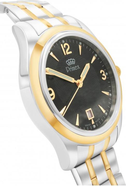 Produktbild Primex Montre Swiss Made - Bracelet Metal Bicolore - Cadran Blanc - Etanche 50 M (210 mm)