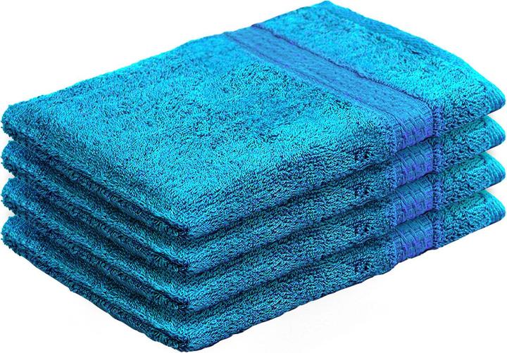 Produktbild Hometex 4er-Set Waschhandschuhe aus 100% Baumwolle, Waschlappen mit Schlaufe, türkis (21 x 16 cm)
