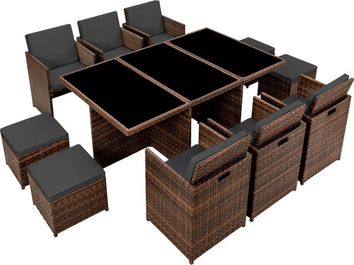 Actual product image tectake Rattan garden furniture set New York with protective cover, variant 2 (178 cm)