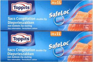 Produktbild Toppits Safeloc Zipper-Gefrierbeutel 1 Liter 20 (20 x)