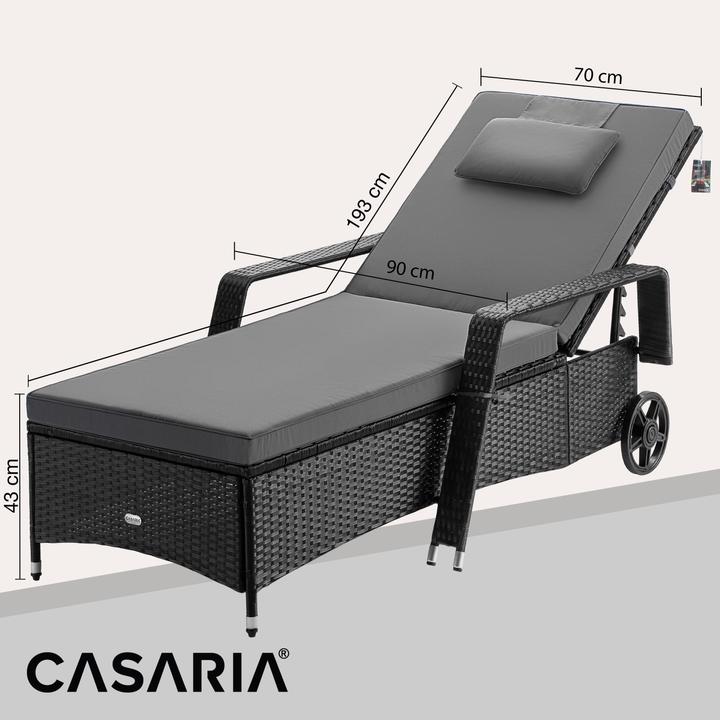 Immagine prodotto Casaria Lettino da giardino in polyrattan (193 cm)