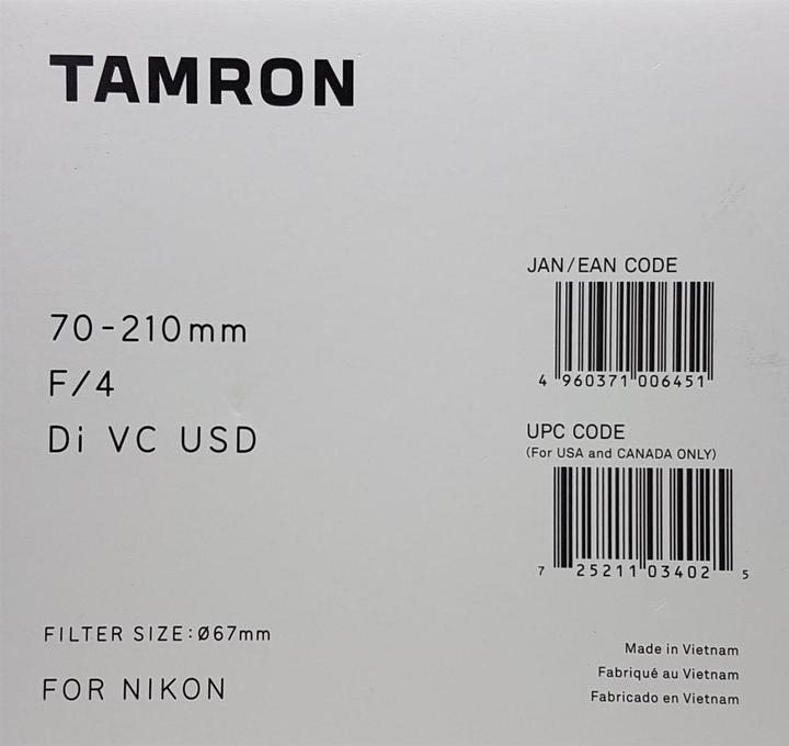 Produktbild Tamron AF 70-210mm f / 4.0 Di VC USD, Nikon F (Nikon F, Vollformat)